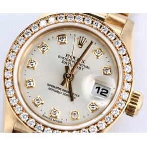 Rolex Women's President Yellow Gold Factory Diamond Bezel and Mother of Pearl